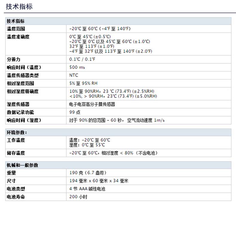 福祿克Fluke 971 溫度濕度測(cè)量?jī)x